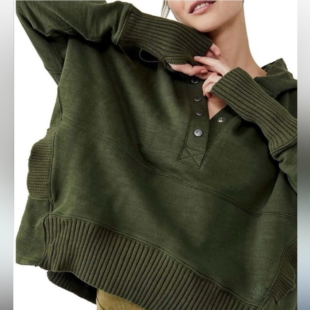 FREE PEOPLE FP Movement Solid Honey Dove Hoodie Pullover NEW Size XS Army Green